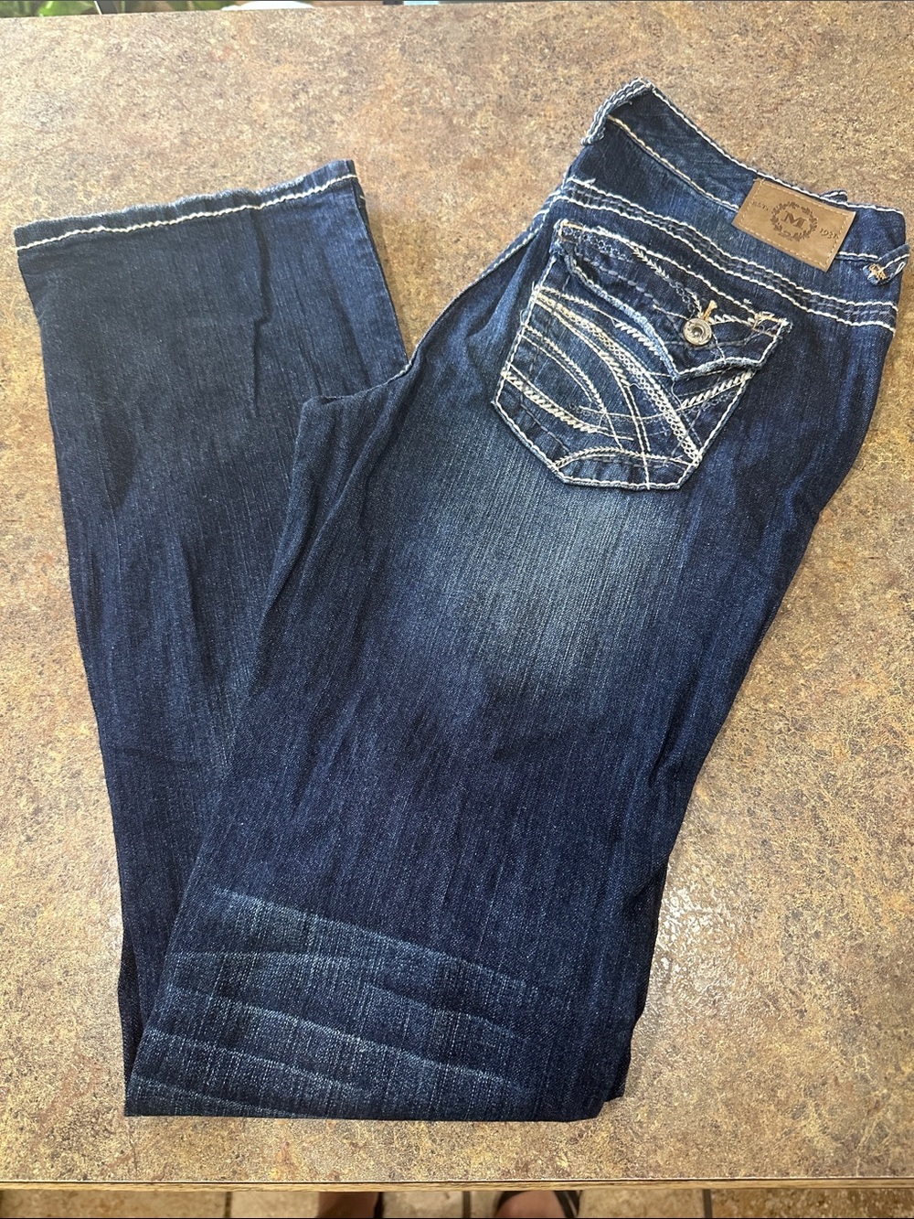 Maurices Dark Blue Boot-Cut Jeans with Contrast Stitching